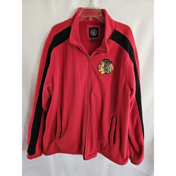 Blackhawks Jacket Red NHL Full Zip Gill Fleece with mesh lining Size XXL - Picture 1 of 8